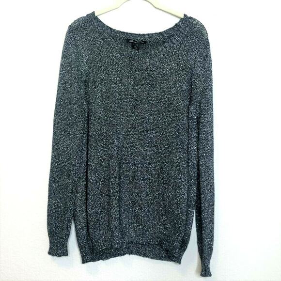 Kenneth Cole Womens Sweater Size Medium Metallic Gray Silver Split Back - Picture 1 of 7